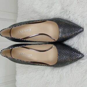 Nine West Leather Reptile-Embossed Tatiana Stiletto Heels